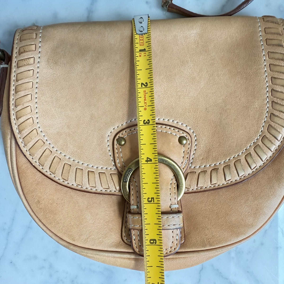 Coach Shoulder Bag Leather Saddle Tan Buckle Western Boho Crossbody