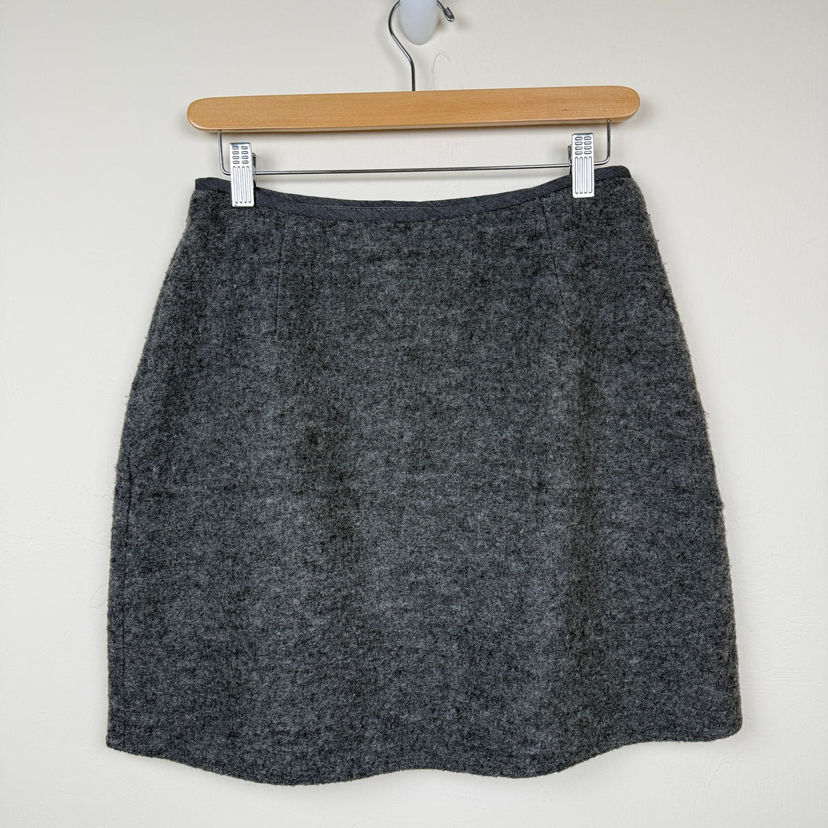 Vintage Emanuel Ungaro Liberte Wool Mini Skirt Petite M Gray 90s Minimal