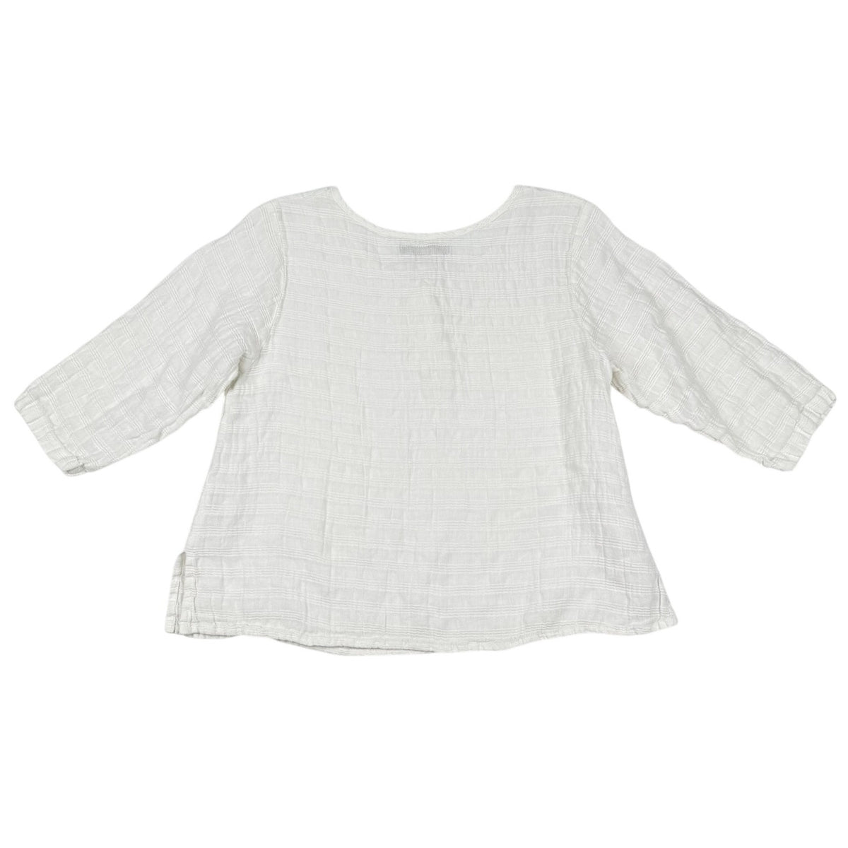 FLAX 100% Linen White Textured Flowy Tunic Top Medium Boho Coastal