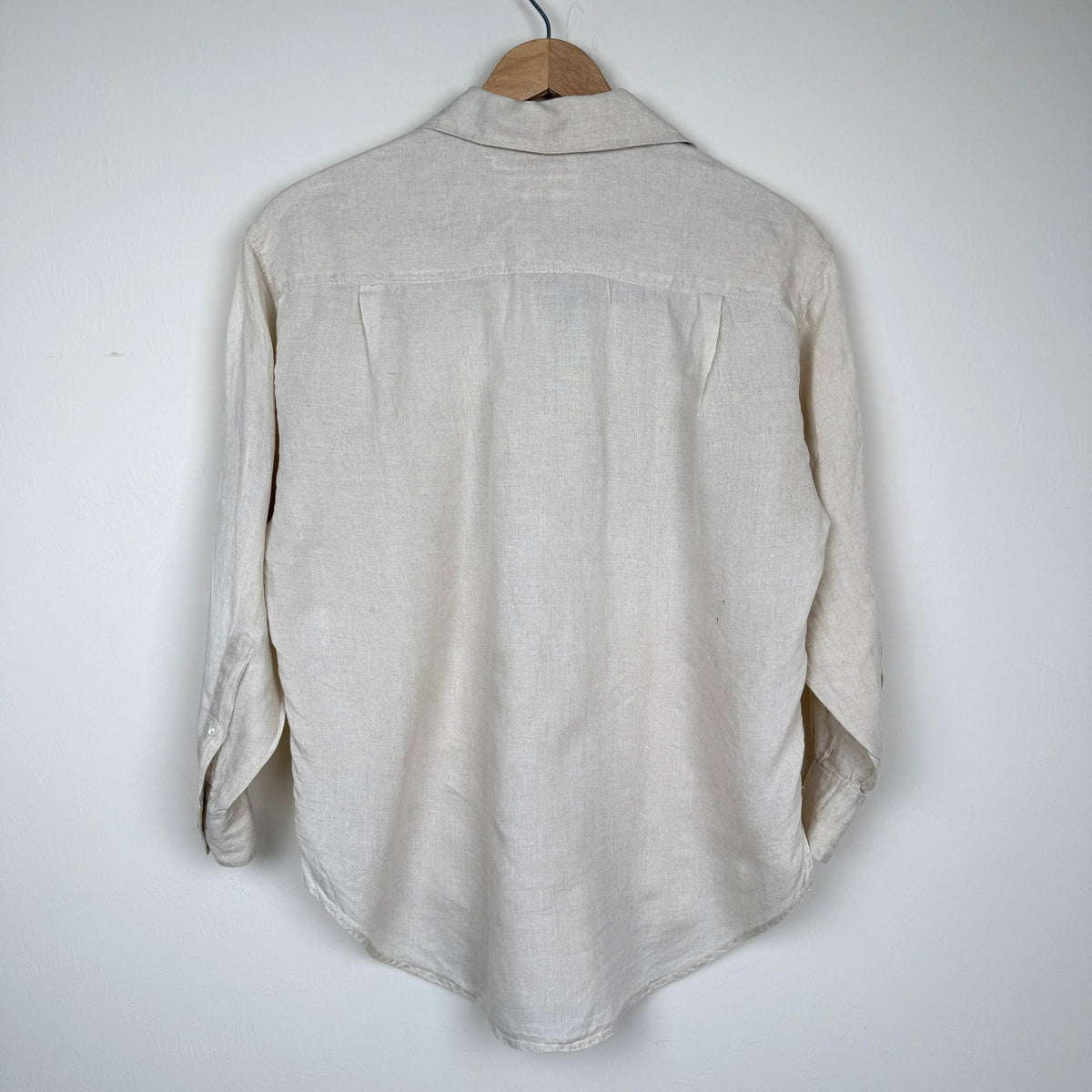 Vintage Banana Republic Irish 100% Linen Button Front Shirt Beige 90s Safari S