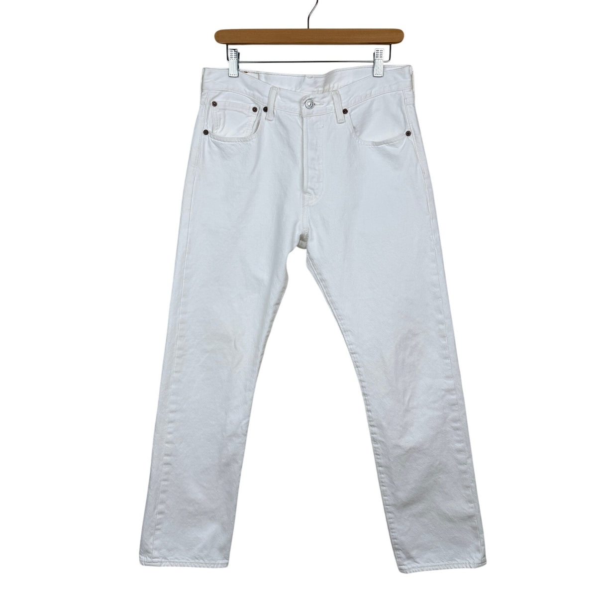 Levi's 501 Original Jeans White Cotton Straight Leg Button Fly 31x30