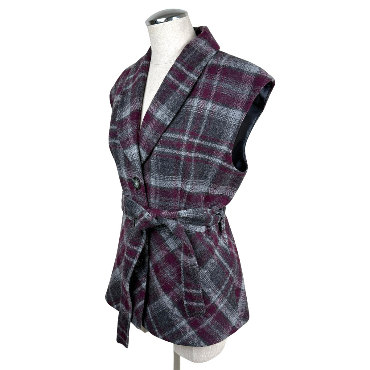 Pendleton Wool Plaid Belted Vest