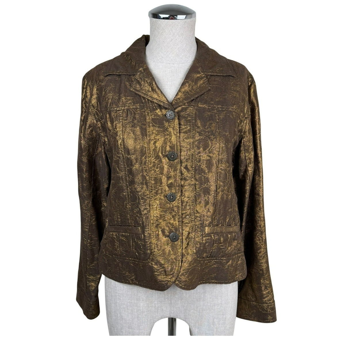 Chico's Metallic Silk Linen Blazer