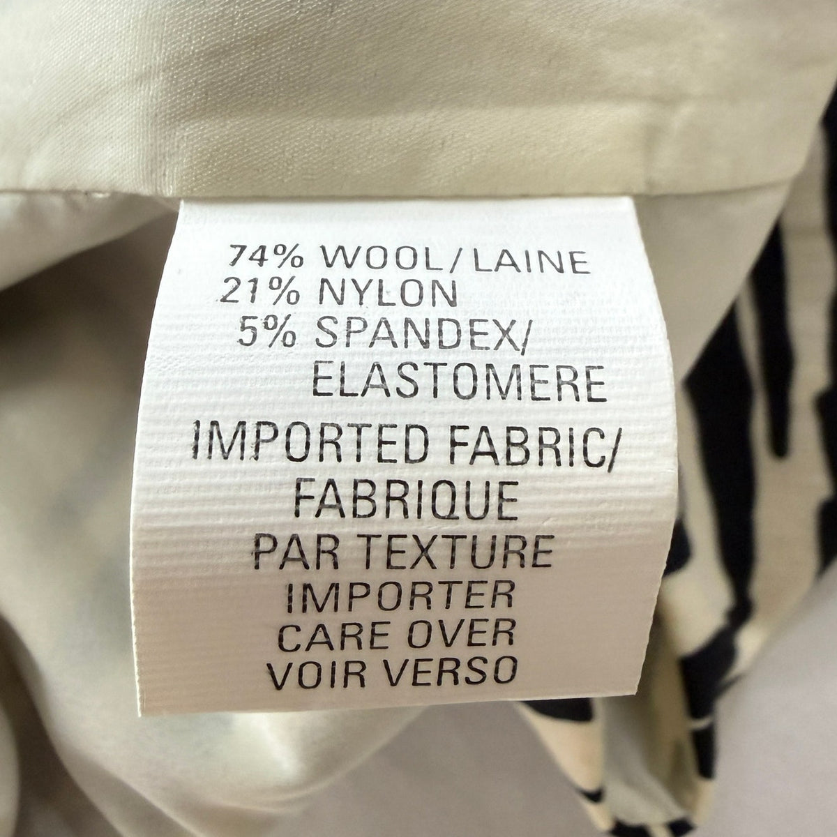 Anne Klein II Wool Blend Zebra Print Pencil Skirt Black White Sz 12 Vintage 90s