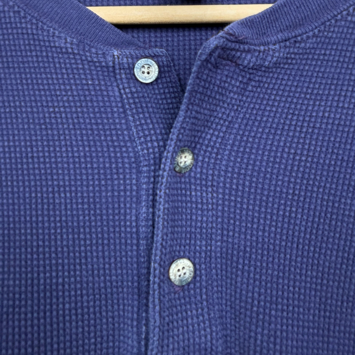 Eddie Bauer Henley Thermal Shirt 100% Cotton Purple M Tall Vintage 90s USA Made