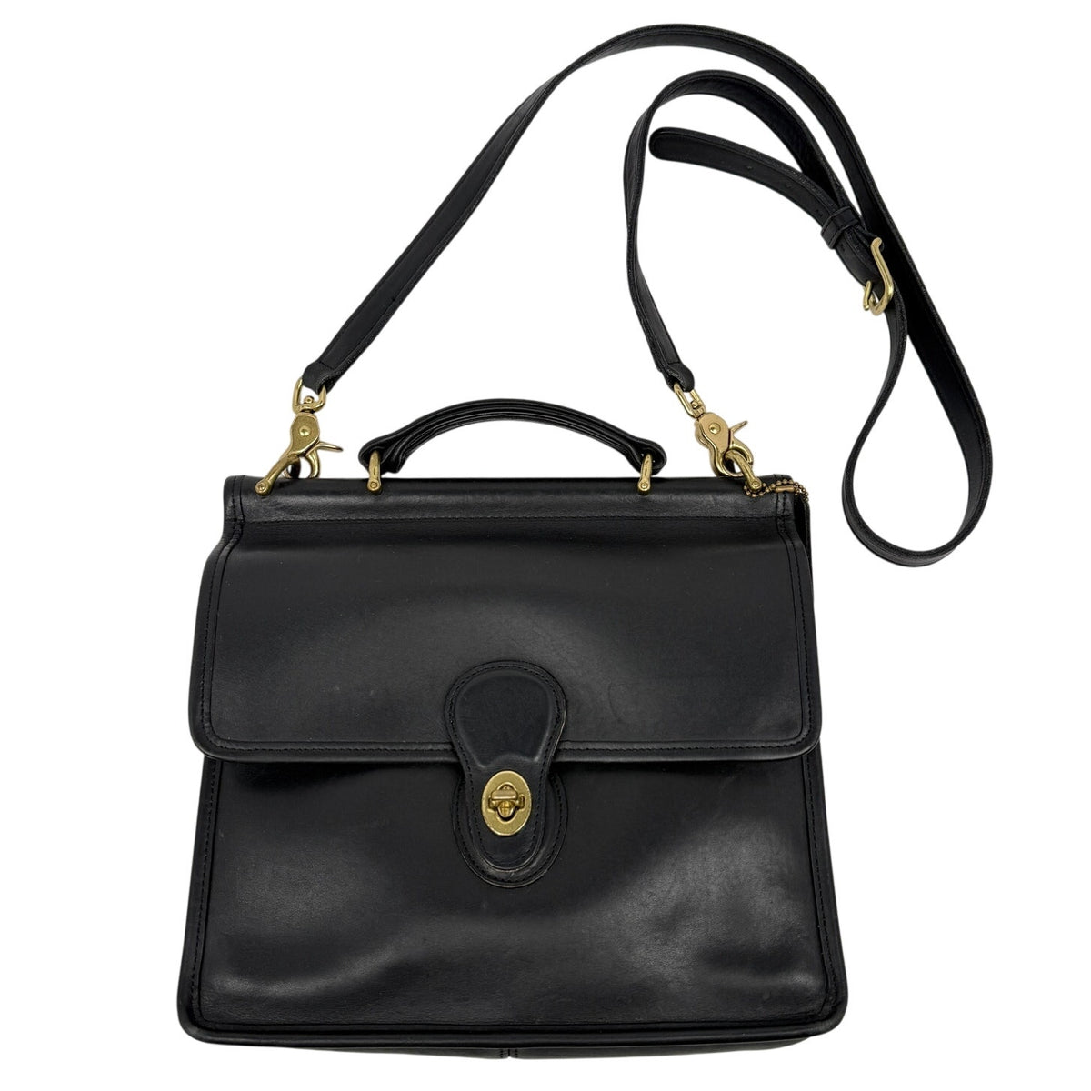 Vtg Coach Willis Satchel  Bag 9927 Black Leather Crossbody 90s Preppy Minimal