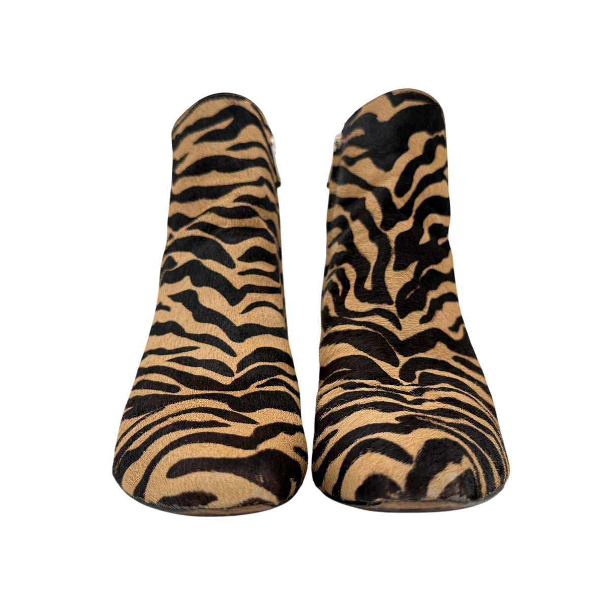 Sam Edelman Calf Hair Animal Print Ankle Boots Size 7M Tiger Zebra Print 3" Heel