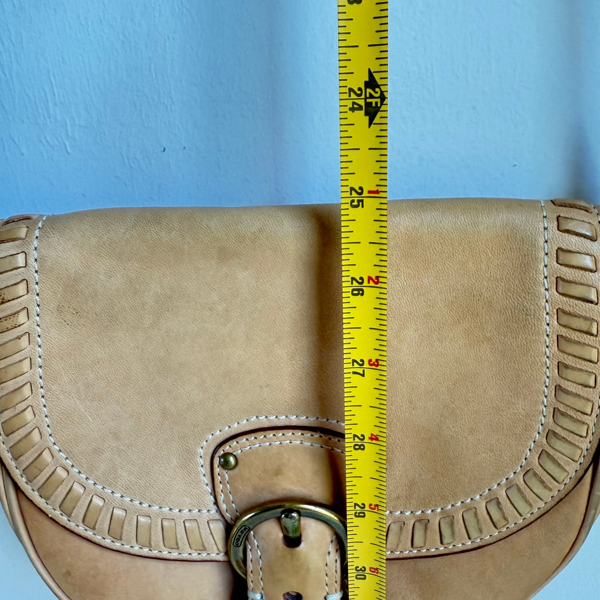 Coach Shoulder Bag Leather Saddle Tan Buckle Western Boho Crossbody
