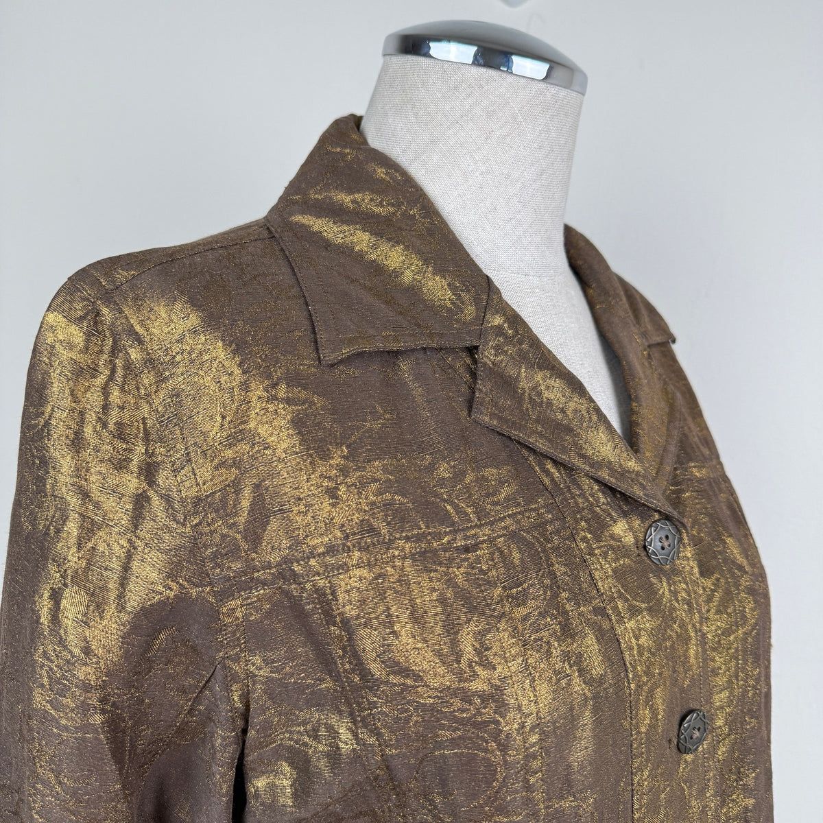 Chico's Metallic Silk Linen Blazer