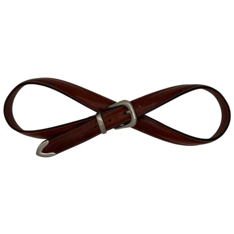 Nautica Leather Belt Brown Size 32 Made in Italy Vintage 90s Y2K Preppy Coastal