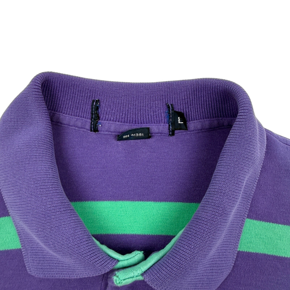 Vintage Polo Ralph Lauren Stripe Polo Shirt Purple Green Made in USA L