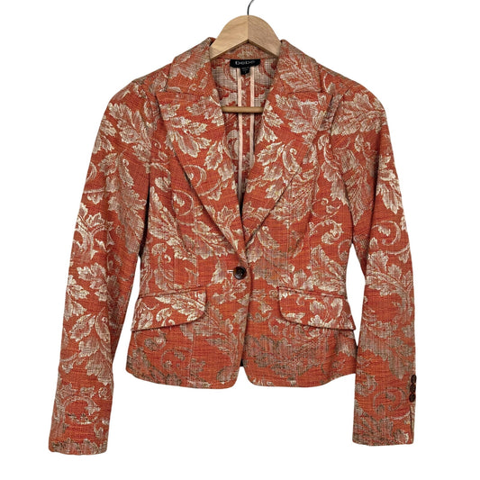 Bebe Tapestry Floral Brocade Blazer Jacket Cotton Blend Vtg Y2K Made in USA Sz 2