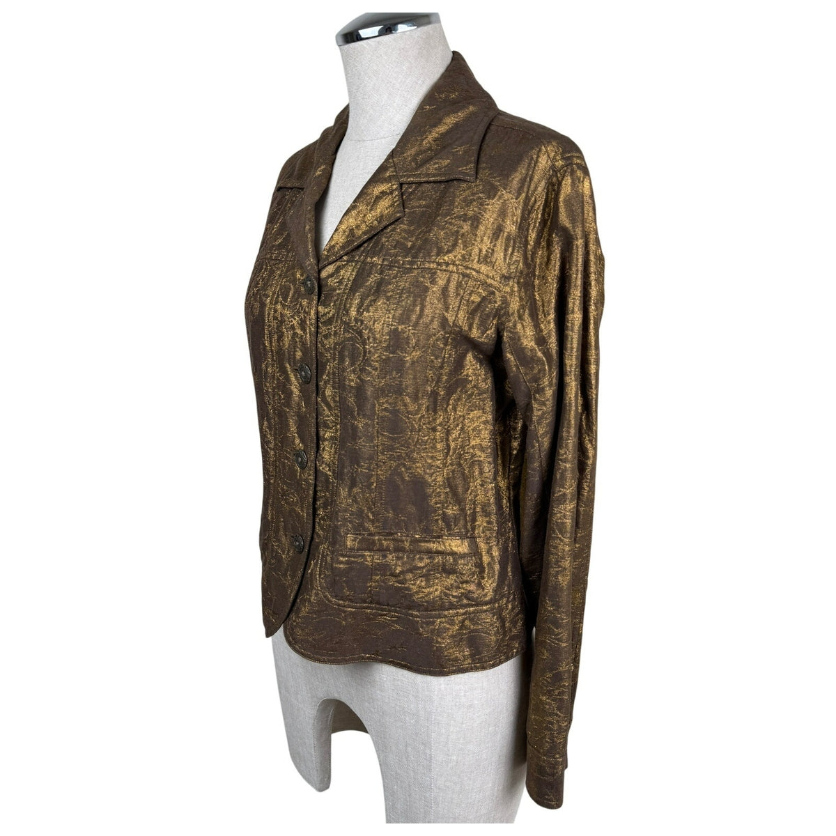 Chico's Metallic Silk Linen Blazer