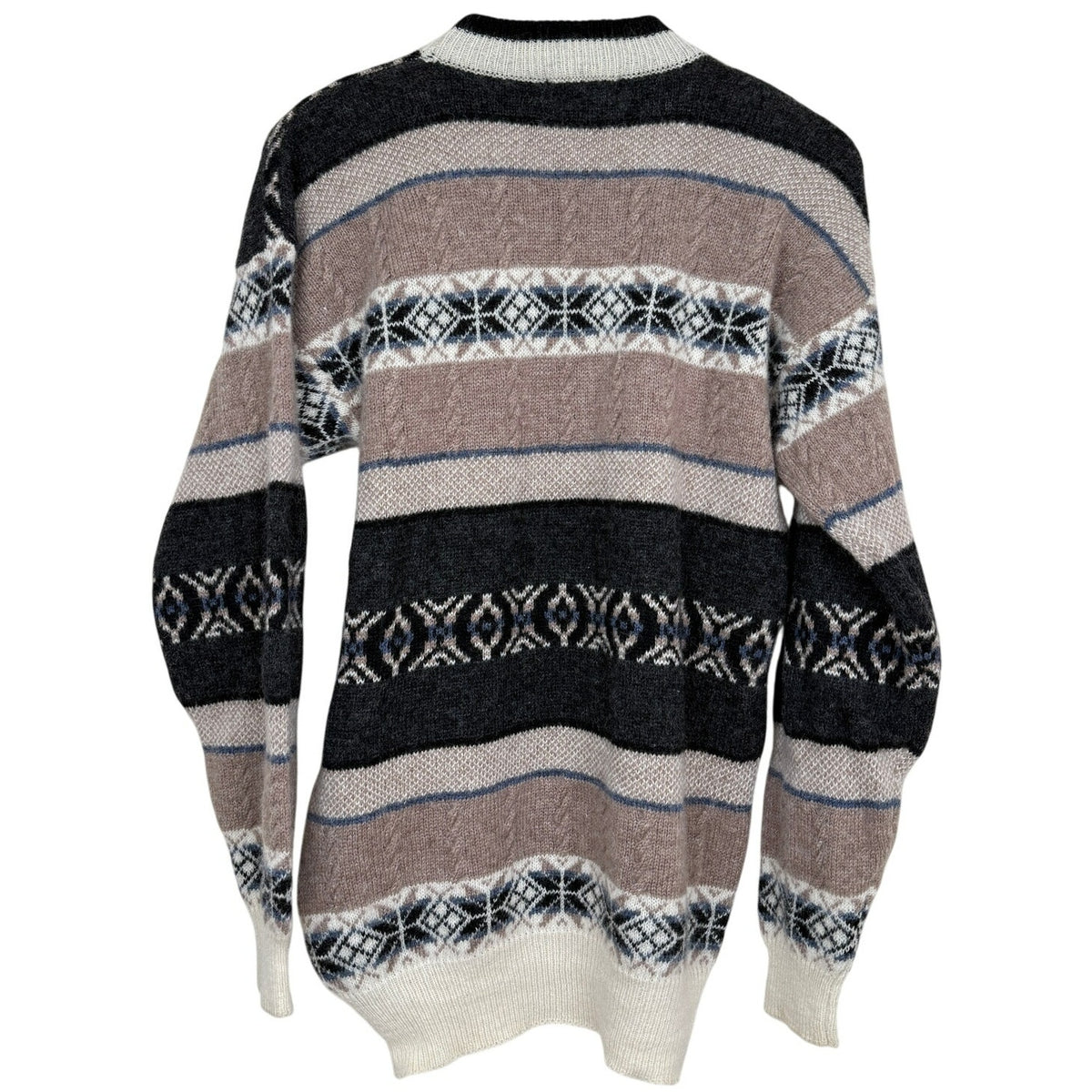 Tesco Items Fair Isle Sweater 100% Wool Nordic Winter Pullover Size S Men's
