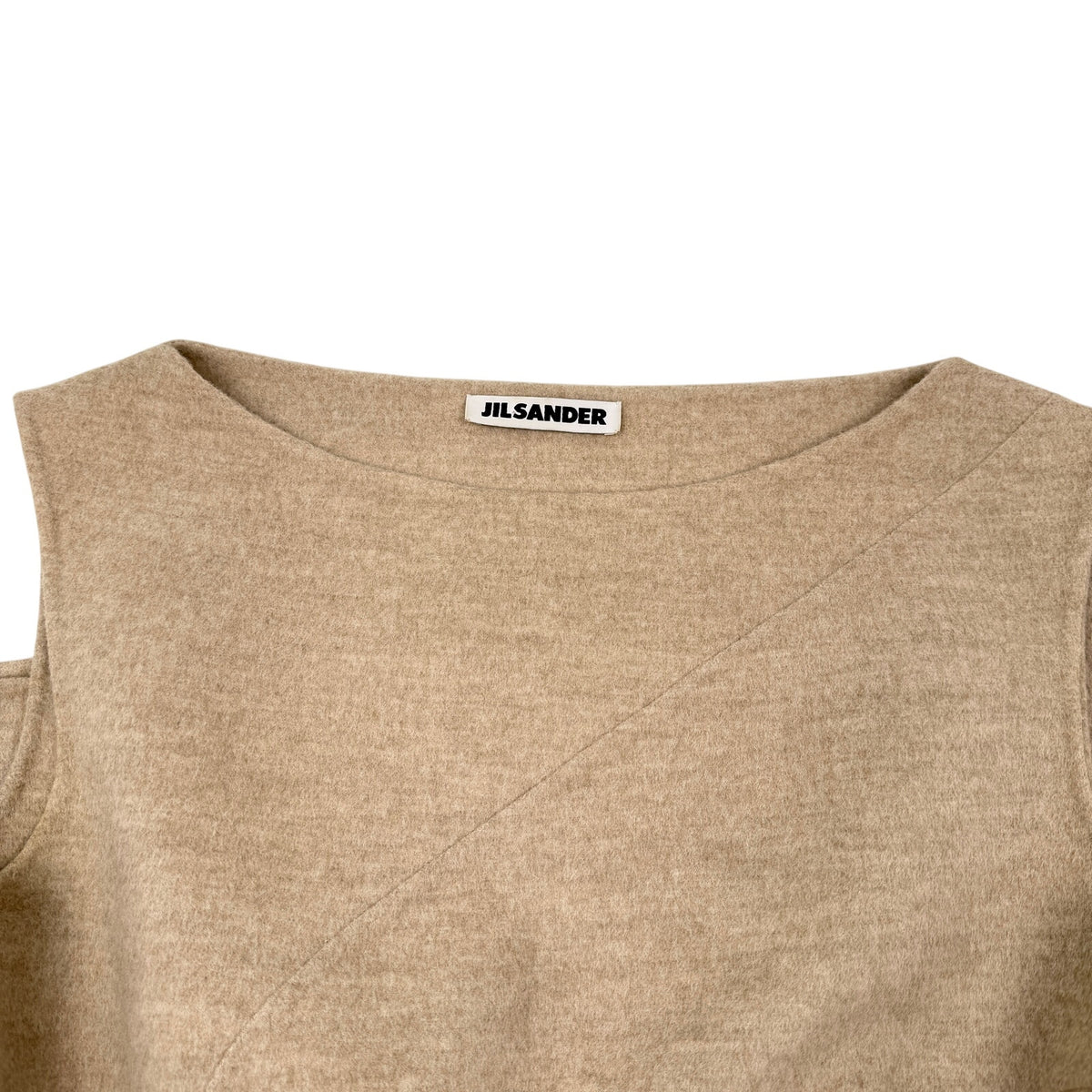 Jil Sander Wool Angora Cashgora Sheath Dress Oatmeal Minimalist Sz IT 38