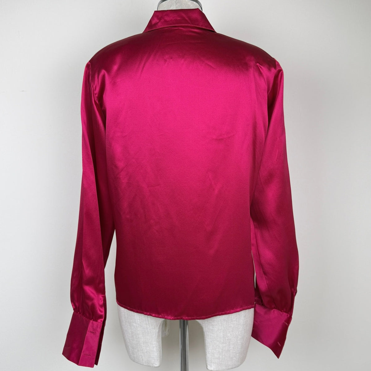 Talbots Vintage Silk Blouse Pink Satin Pintuck Button Down Petite 6 1980s