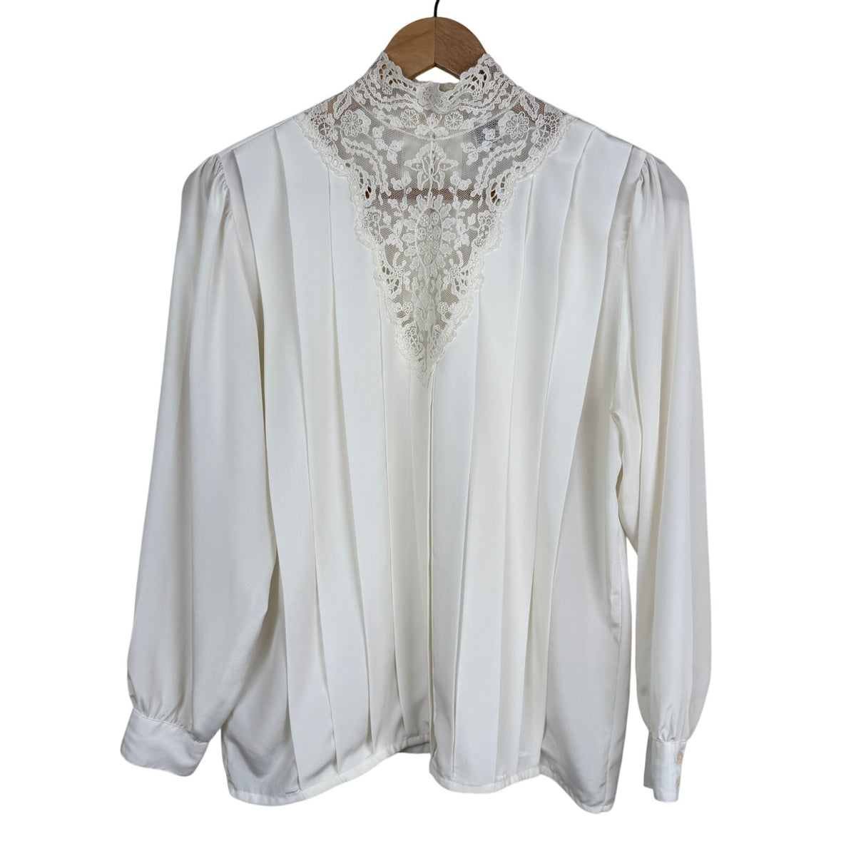 Vintage Ivory Lace High-Neck Blouse
