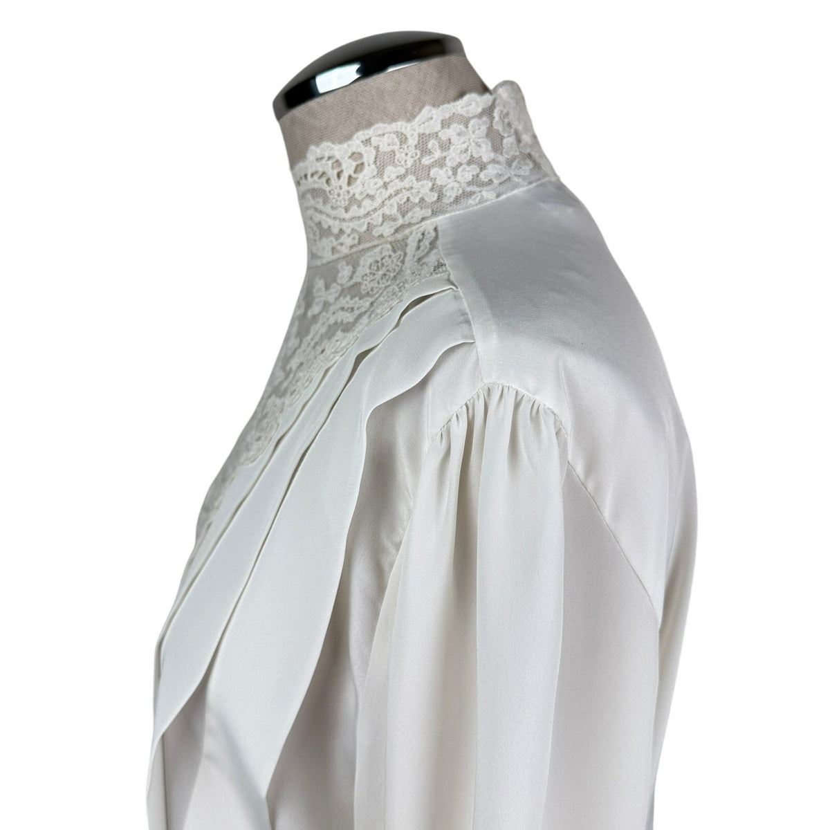 Vintage Ivory Lace High-Neck Blouse