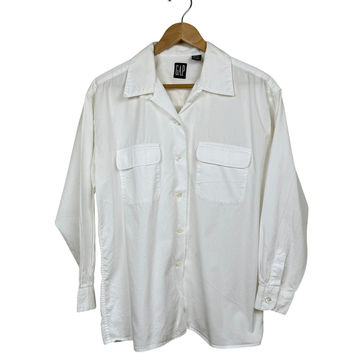 Vintage Gap Cotton Button Down Shirt White Medium 90s Minimal Utility Workwear