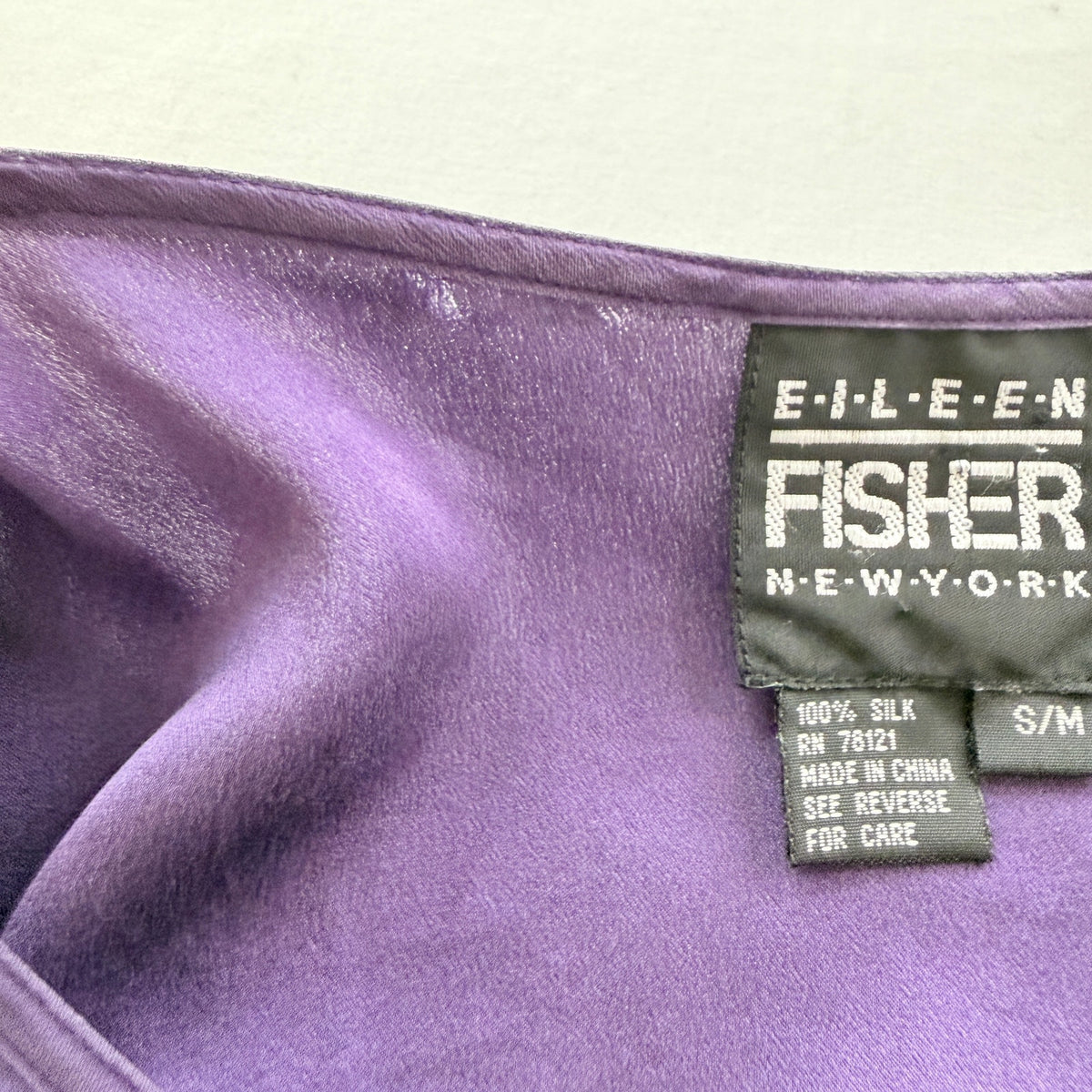 Eileen Fisher Violet Purple Silk Blouse Women’s S/M Minimalist