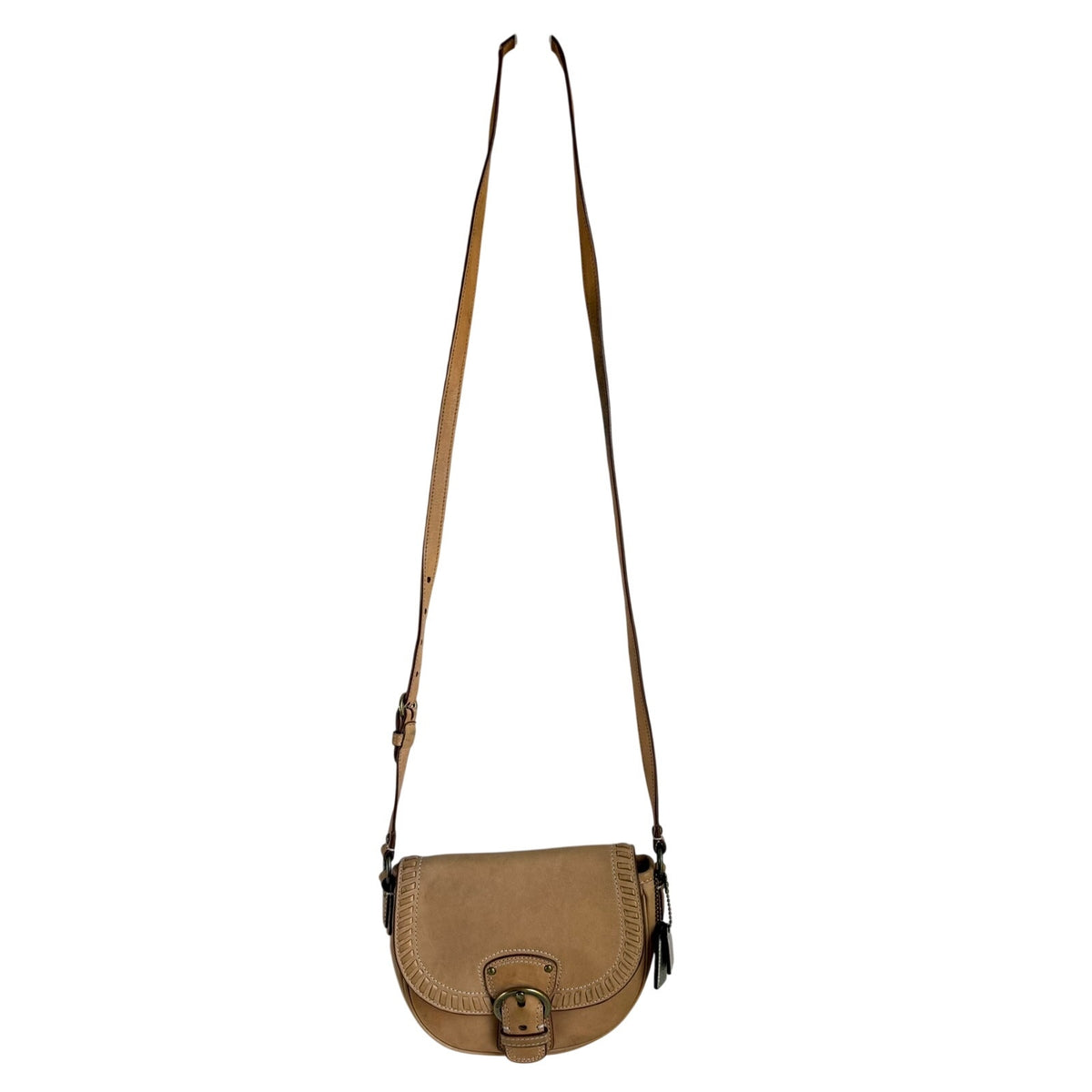Coach Shoulder Bag Leather Saddle Tan Buckle Western Boho Crossbody