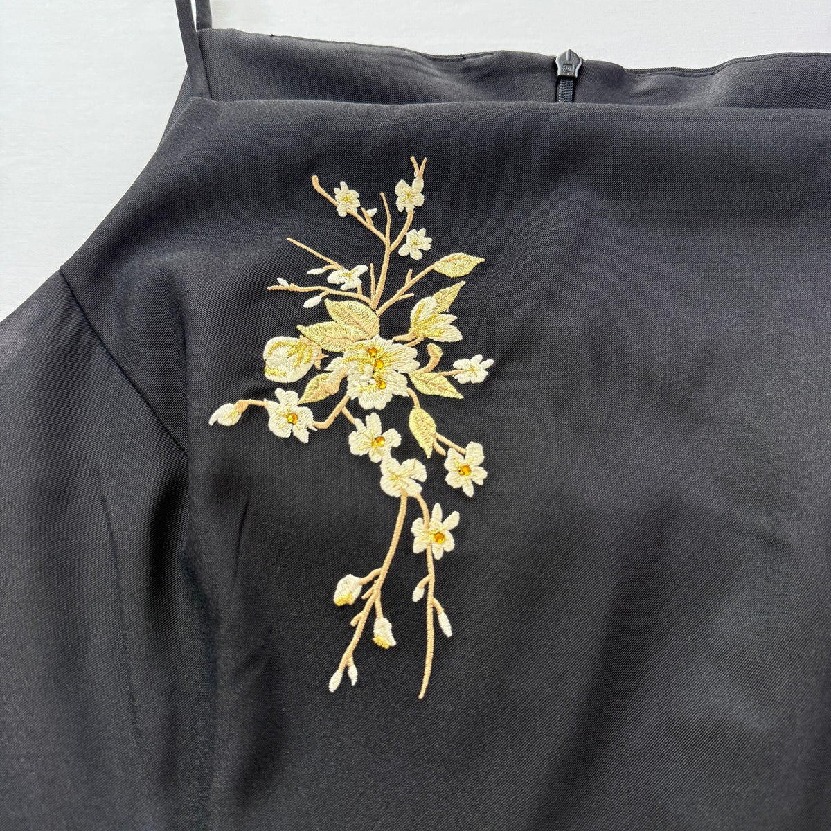 Vintage CDC Petites Black Embroidered Sheath Dress