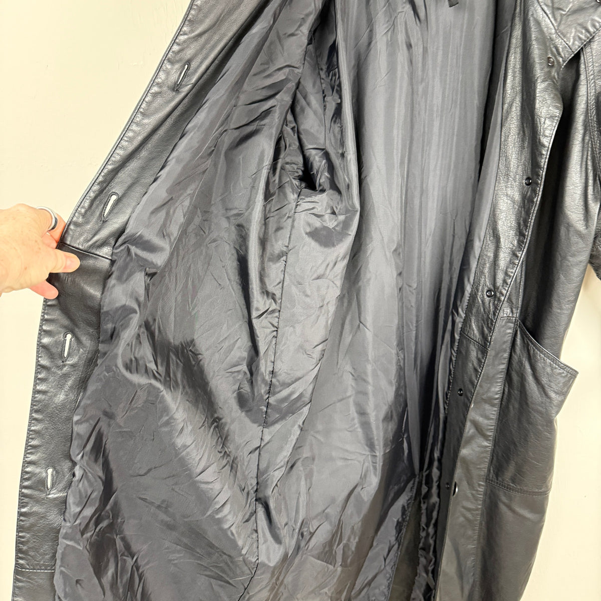 Vintage Pelle Black Genuine Leather Long Coat