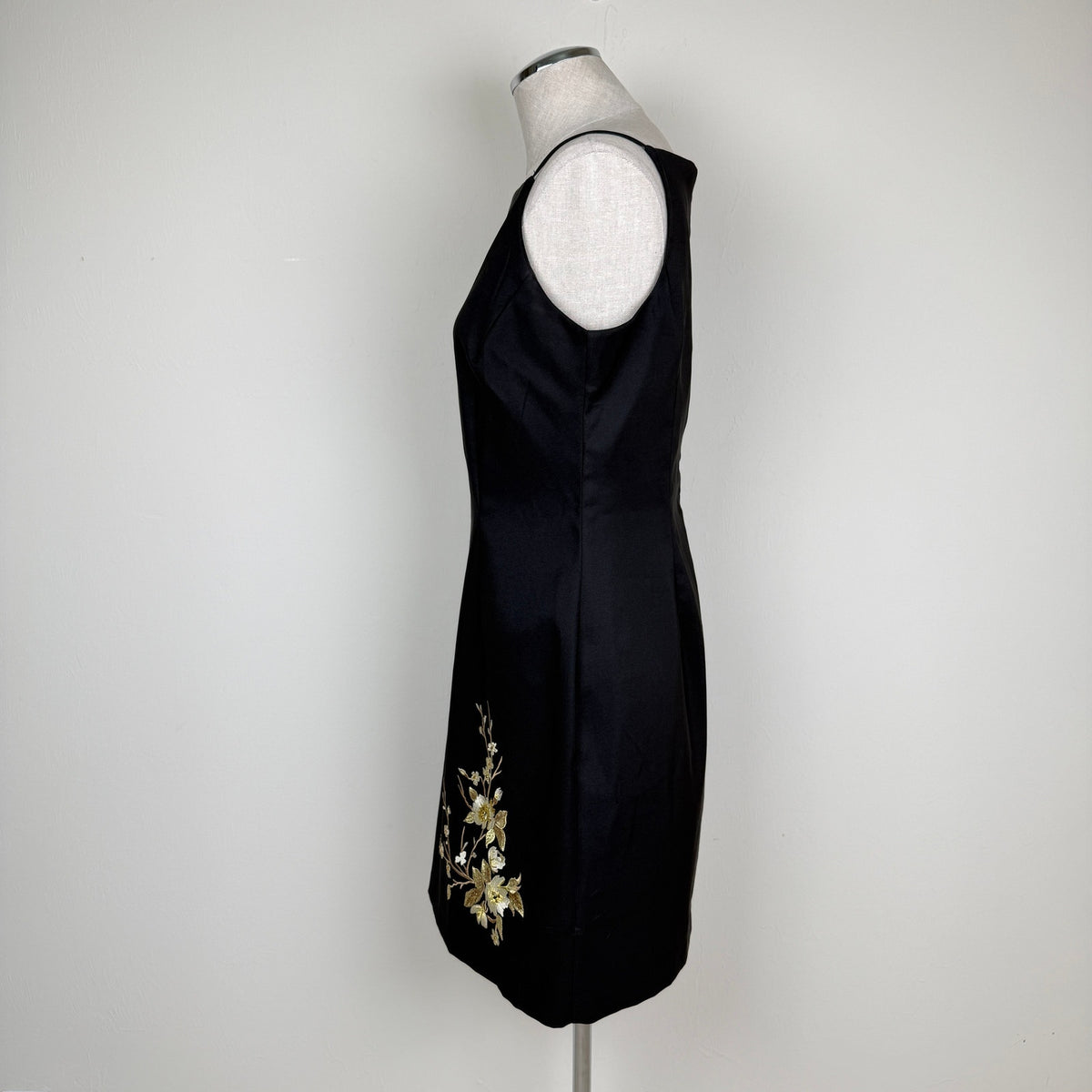 Vintage CDC Petites Black Embroidered Sheath Dress