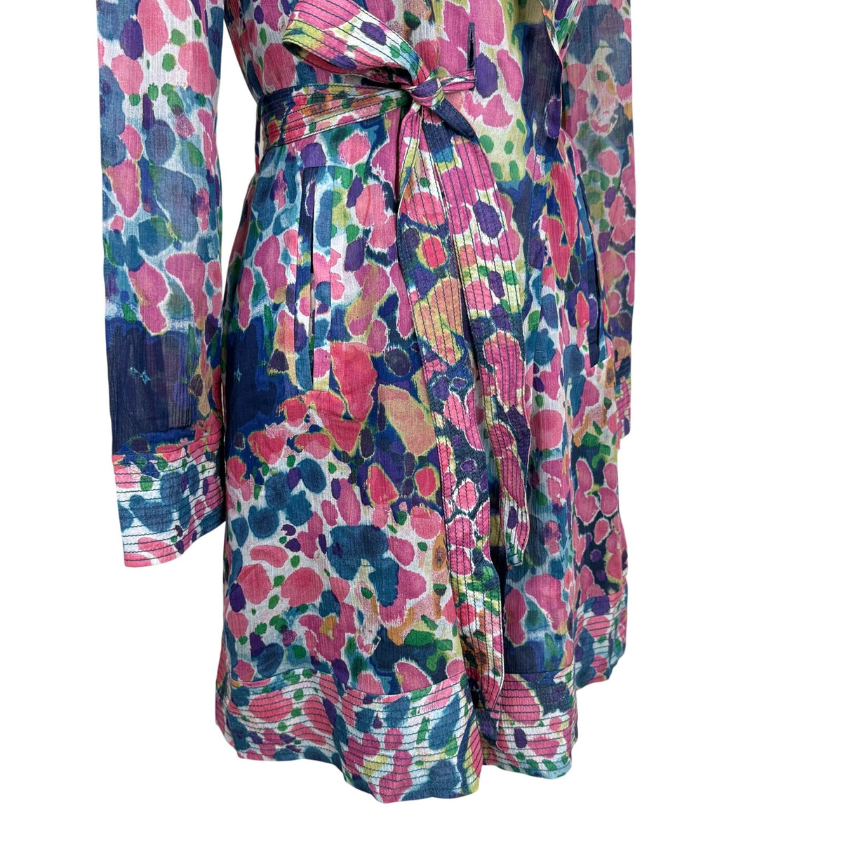 RACHEL Rachel Roy Cotton Silk Floral Belted Shirt Dress