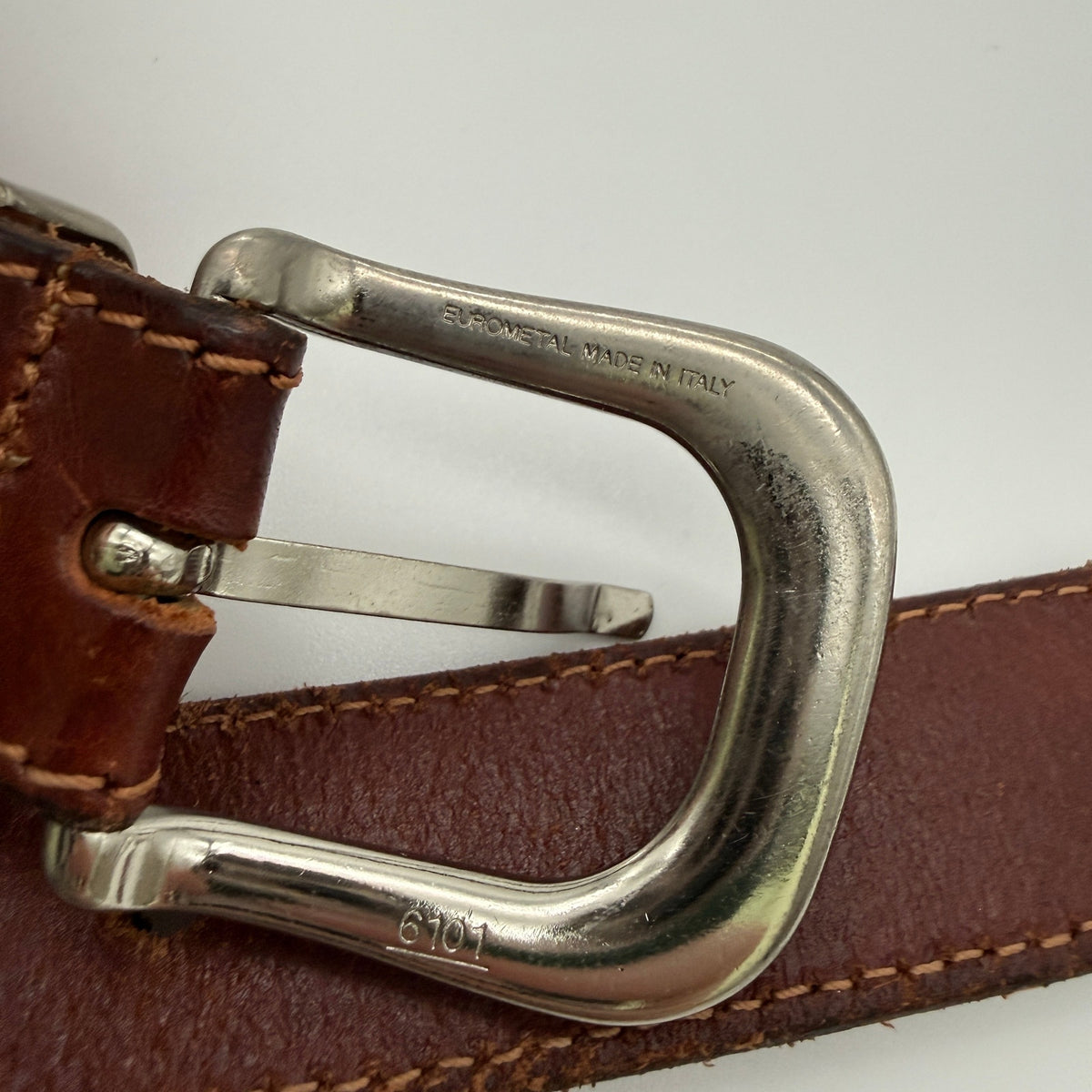 Nautica Leather Belt Brown Size 32 Made in Italy Vintage 90s Y2K Preppy Coastal
