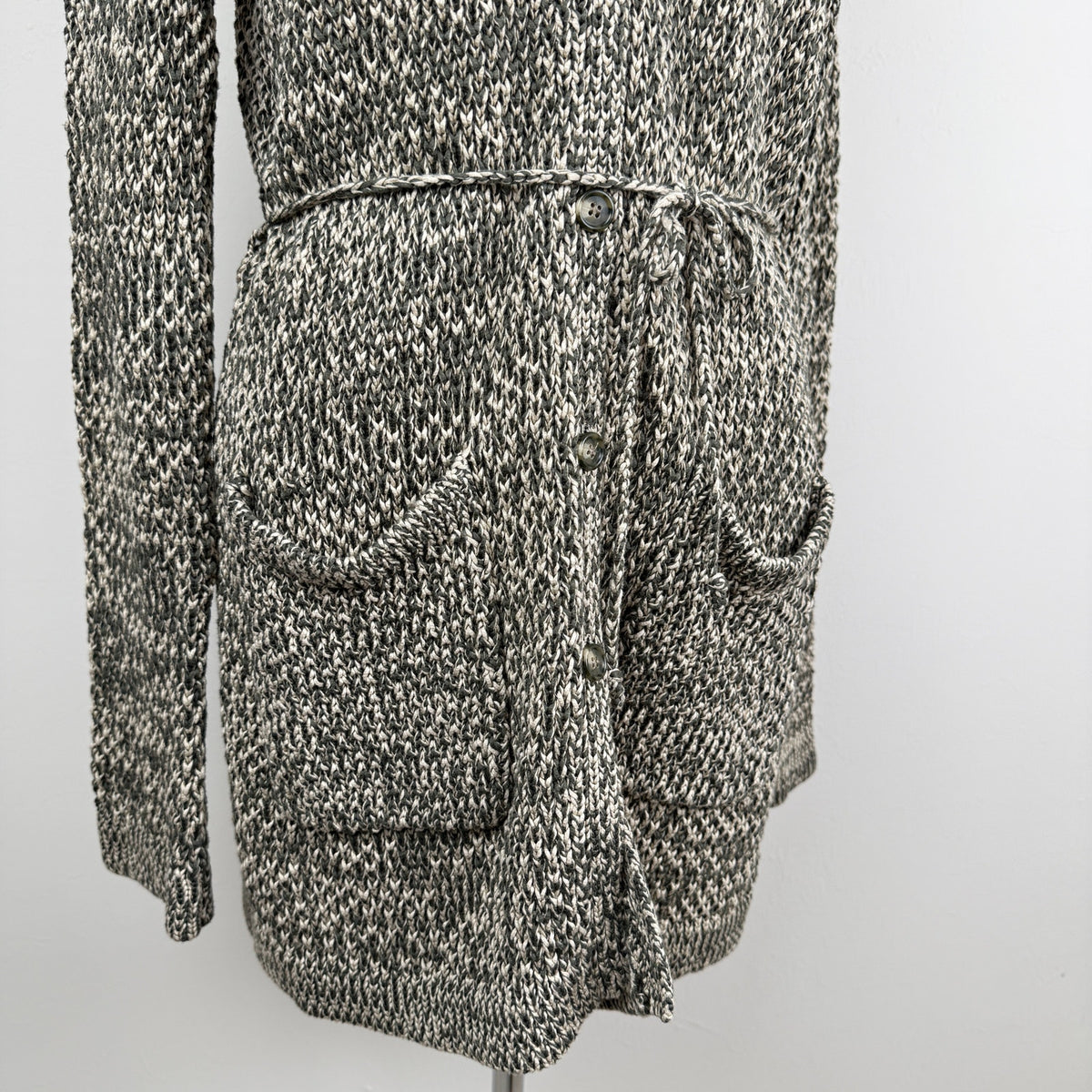 Jones New York Marled Cotton Belted Long Cardigan