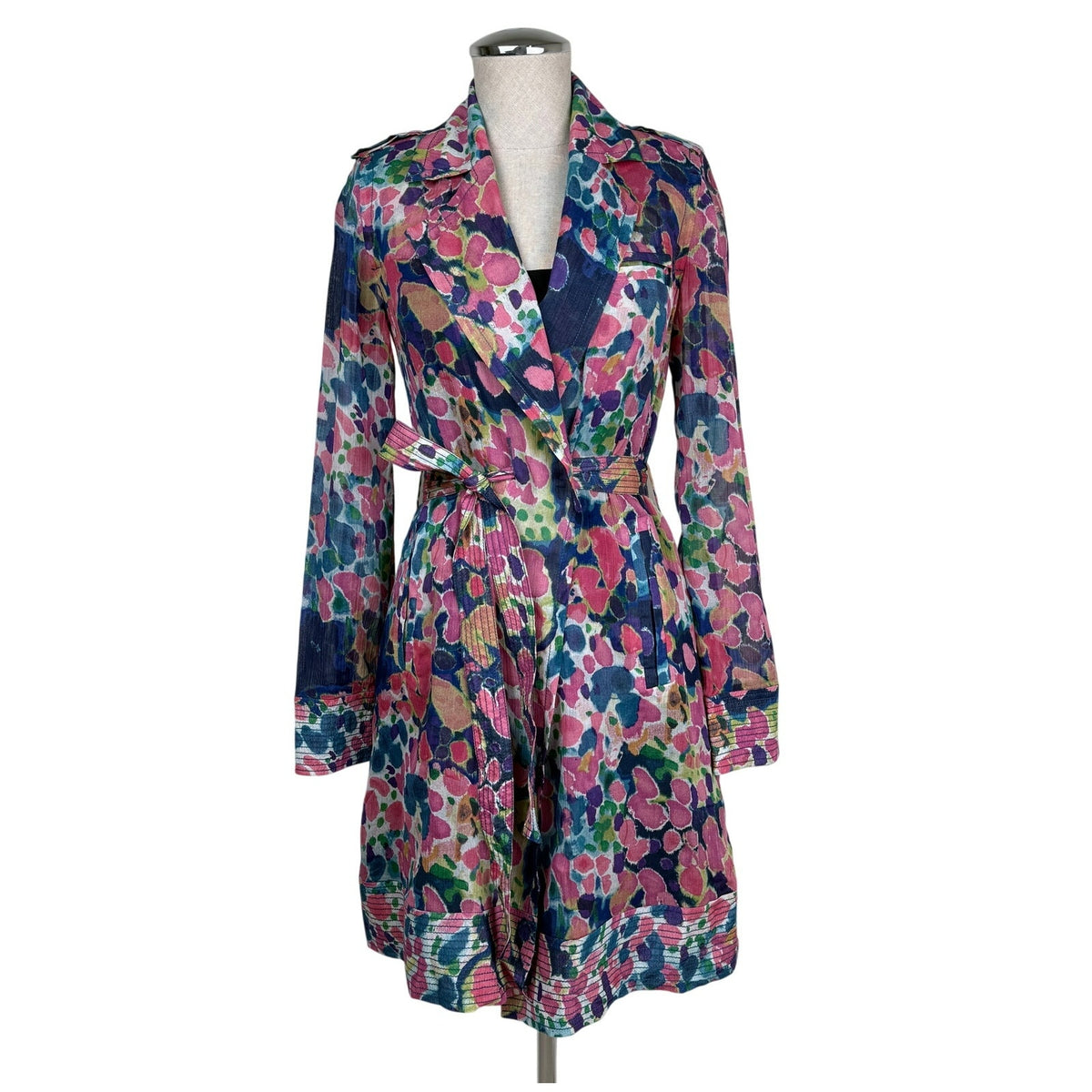 RACHEL Rachel Roy Cotton Silk Floral Belted Shirt Dress