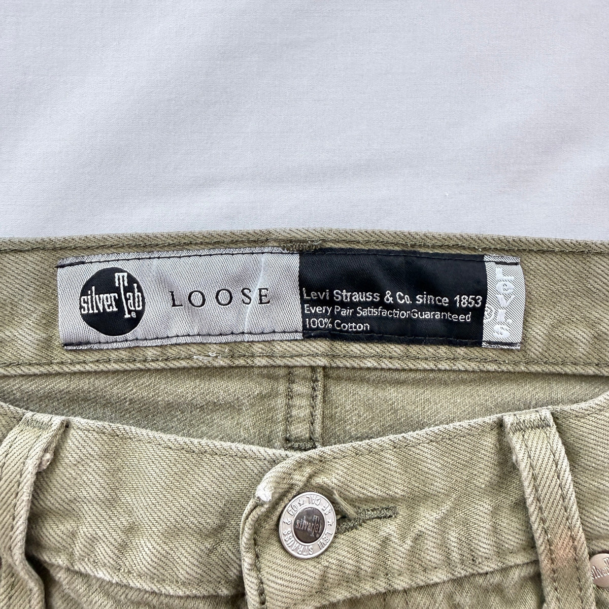 Levi's SilverTab Loose Jeans W32 L30 Khaki Olive Baggy Cotton Denim 90s Style