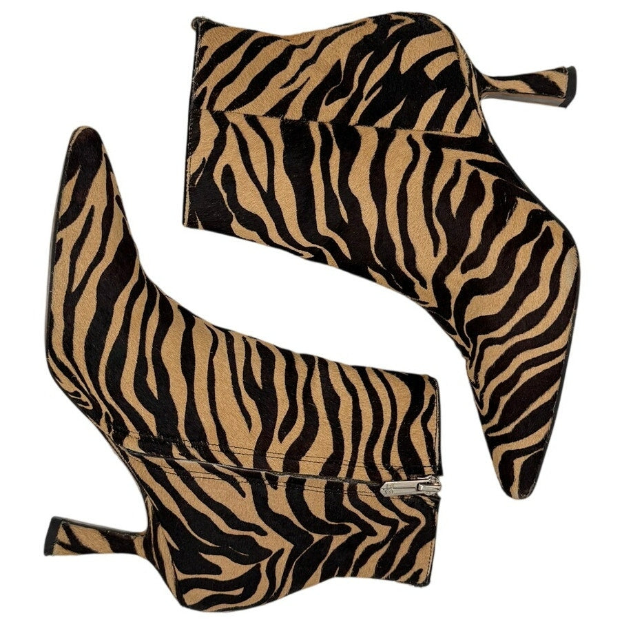 Sam Edelman Calf Hair Animal Print Ankle Boots Size 7M Tiger Zebra Print 3" Heel