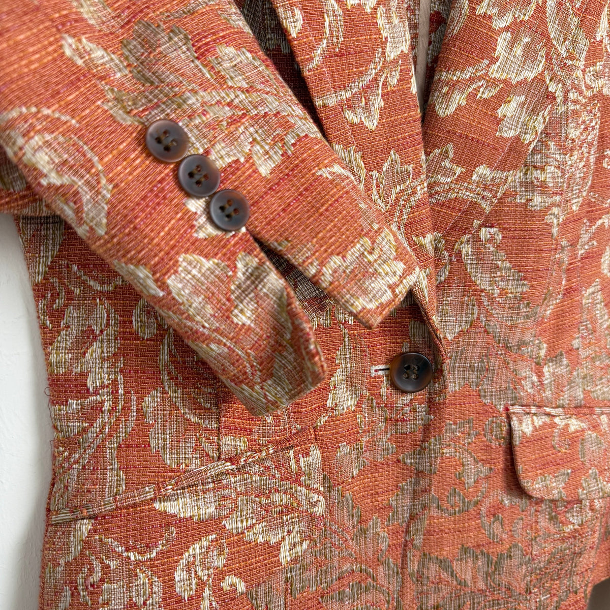 Bebe Tapestry Floral Brocade Blazer Jacket Cotton Blend Vtg Y2K Made in USA Sz 2