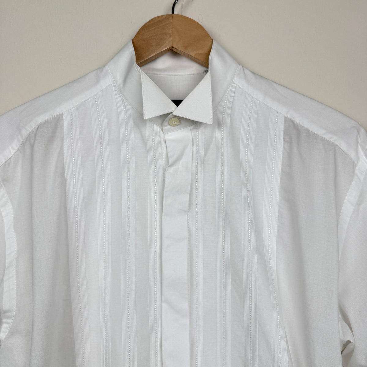 Canali Tuxedo Shirt White Pleated Bib French Cuff 15/38 Made in Italy
