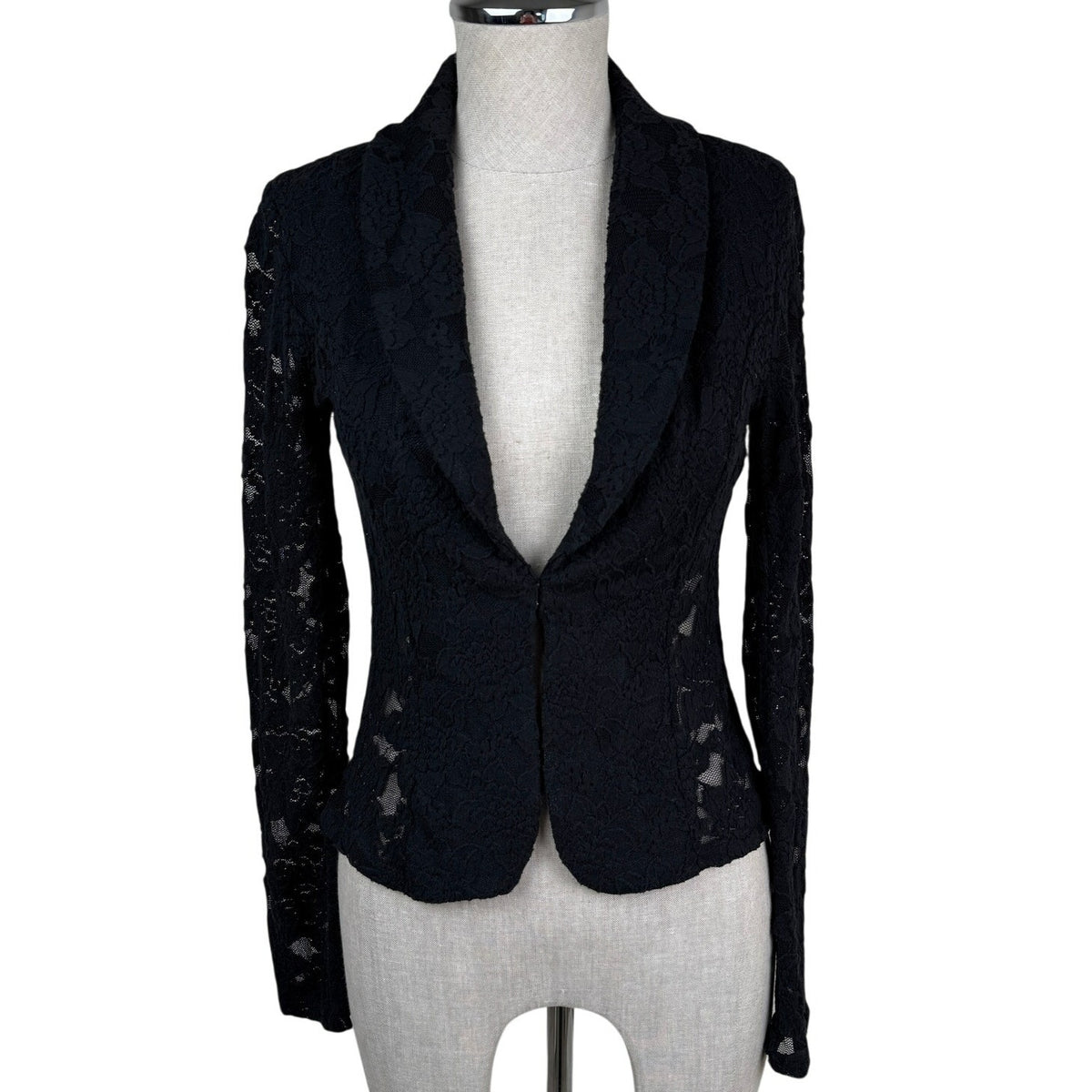INC International Concepts Black Lace Fitted Blazer