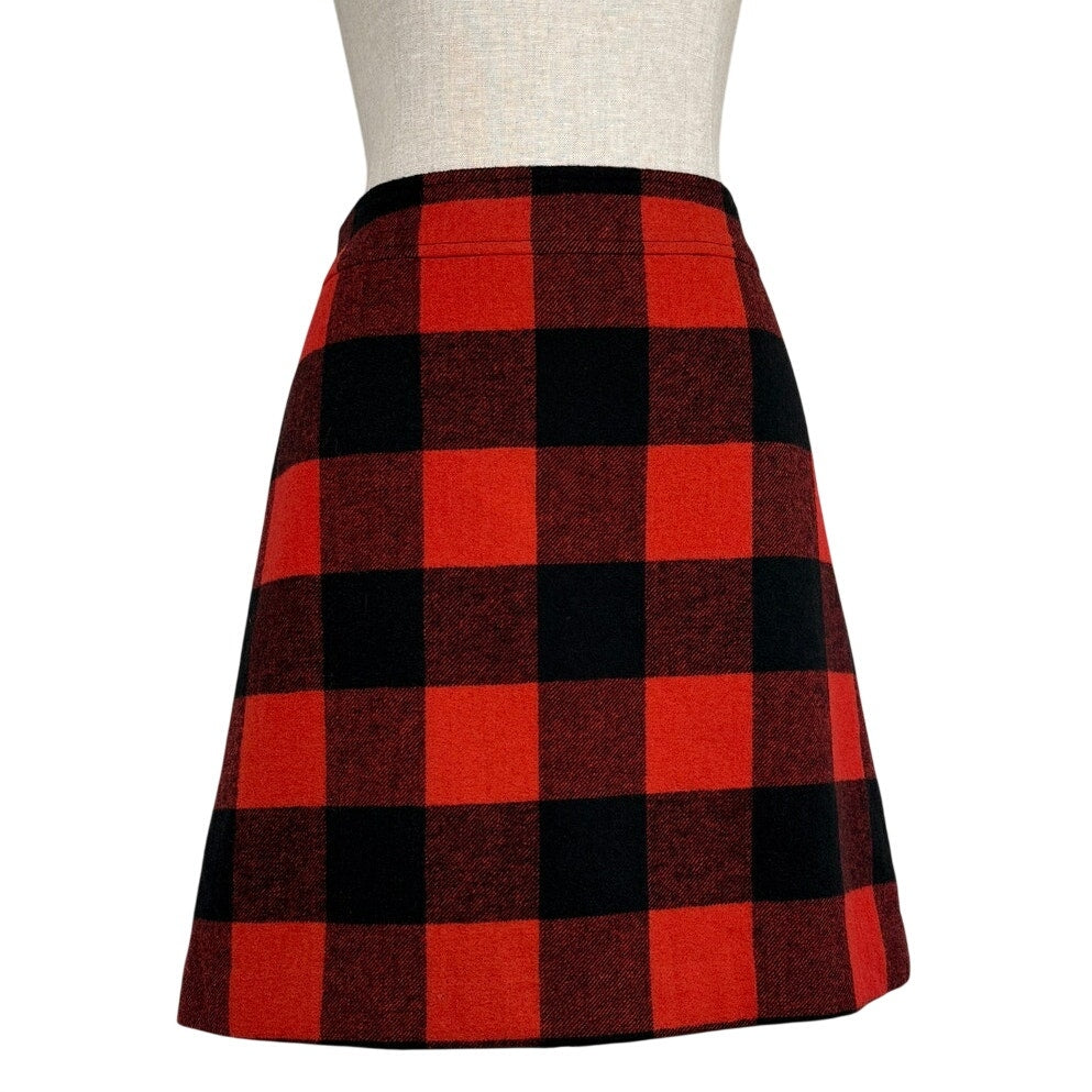 J.Crew Buffalo Plaid Wool Blend Mini A-line Skirt Size 8 Preppy Heritage Fall