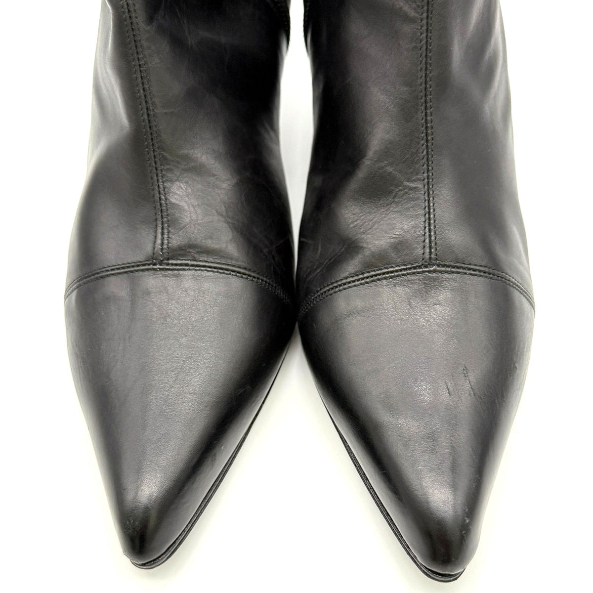 Rena Lange Knee High Boots Leather Pointed Toe Size 6.5 Black Made in Italy