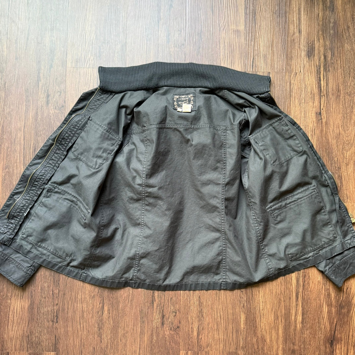 J.Crew Washed & Aged Utility Jacket Black Cotton Women's Large