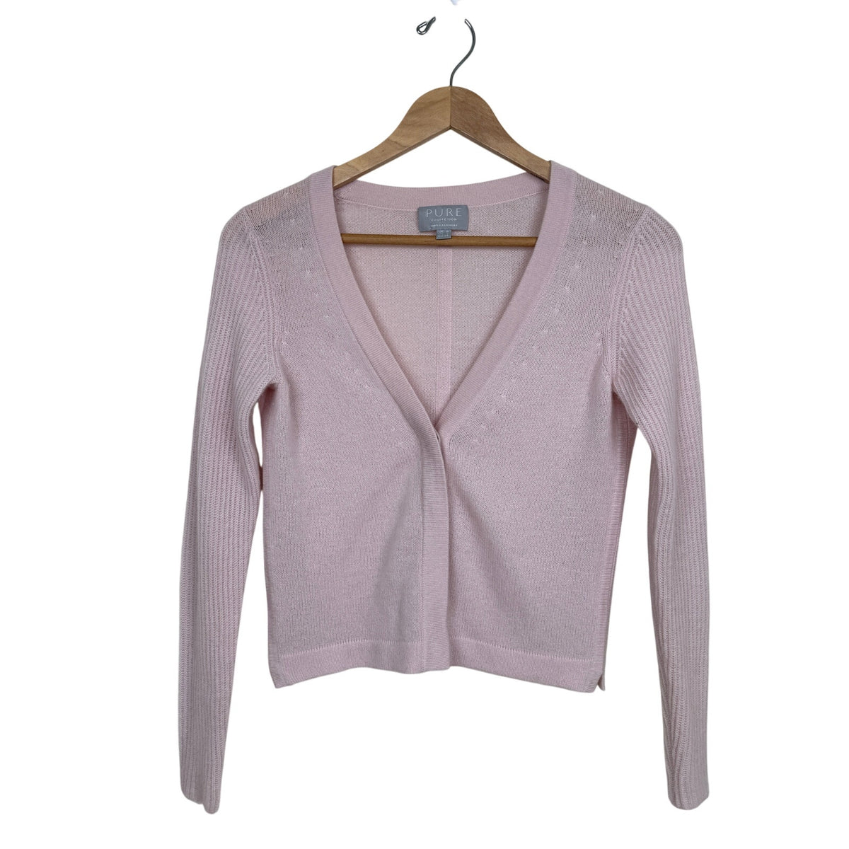 Pure Collection 100% Cashmere Cardigan Soft Pink Cozy Luxury Minimal
