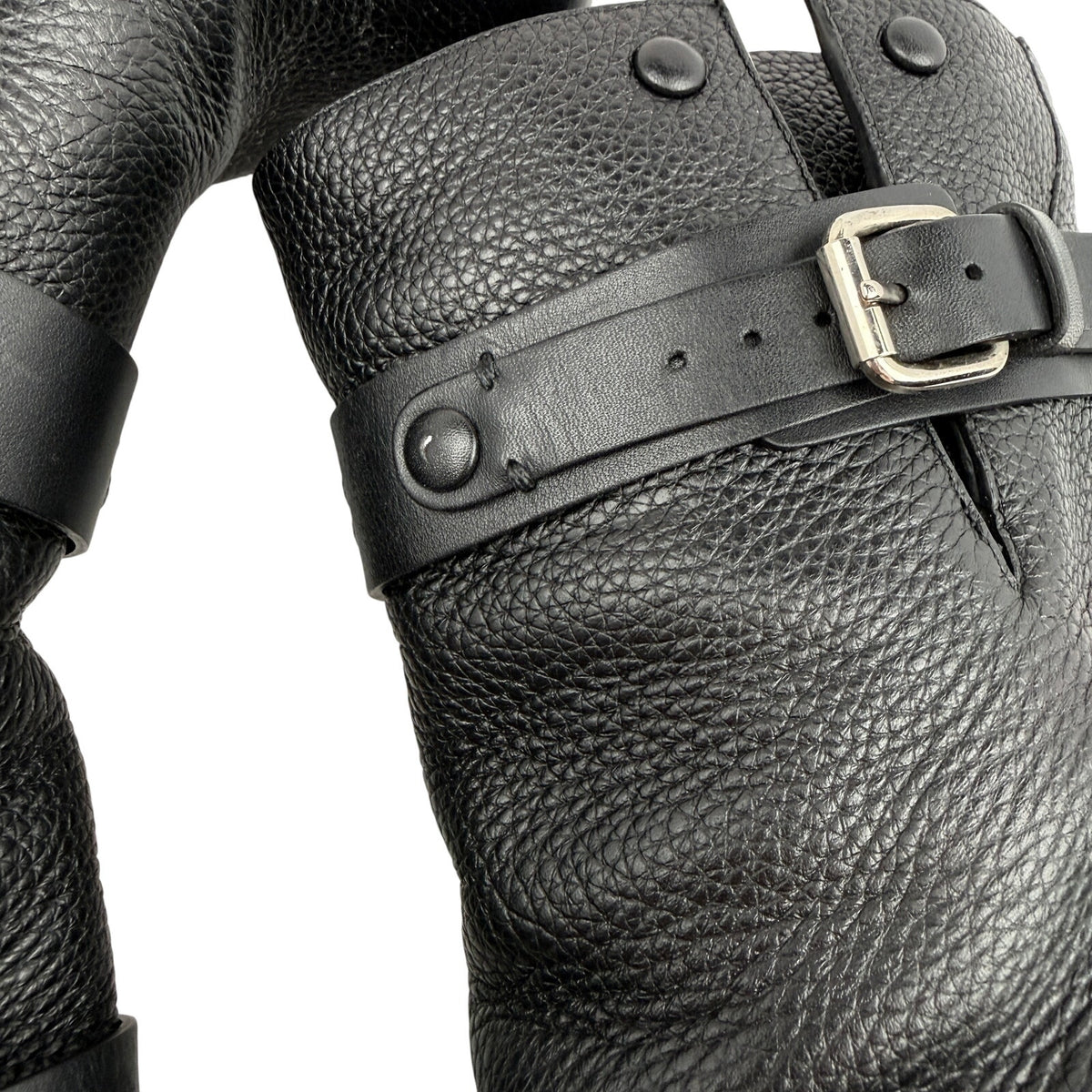 Chloé Black Leather Moto Ankle Boots Buckle Strap Made in Italy 37 Boho Moto