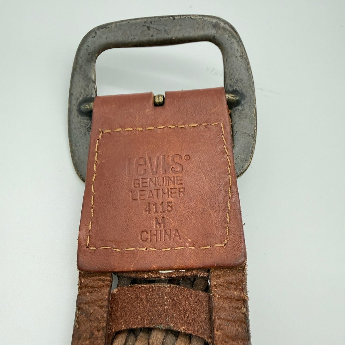 Vintage Y2K Levi's Genuine Leather Braided Belt Brown Woven Western Boho Size M