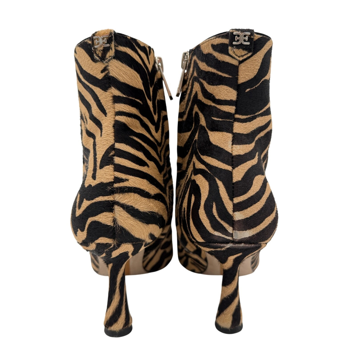 Sam Edelman Calf Hair Animal Print Ankle Boots Size 7M Tiger Zebra Print 3" Heel