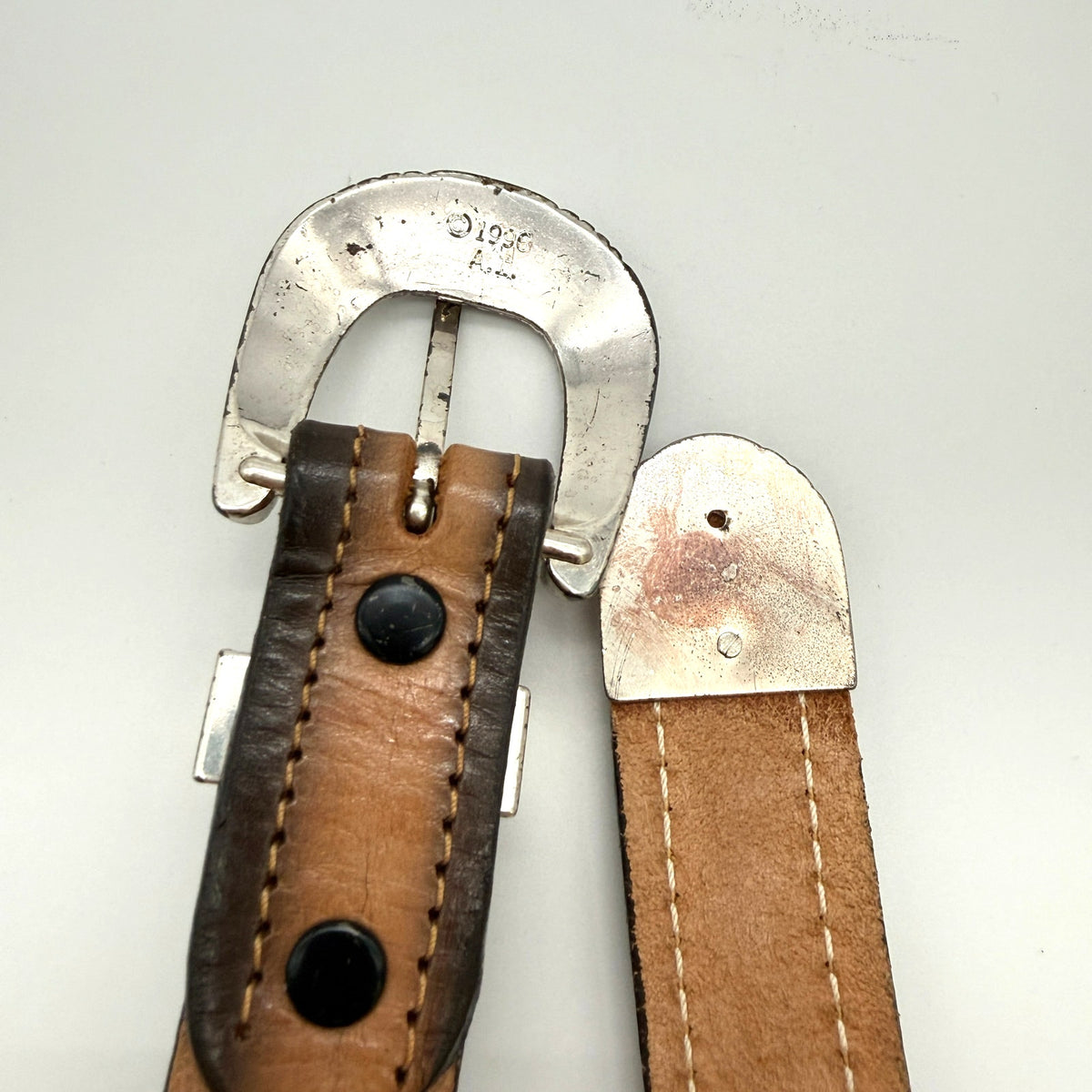 Brushy Creek Full Grain Cowhide Belt Brown Western Tooled Leather USA Made 40