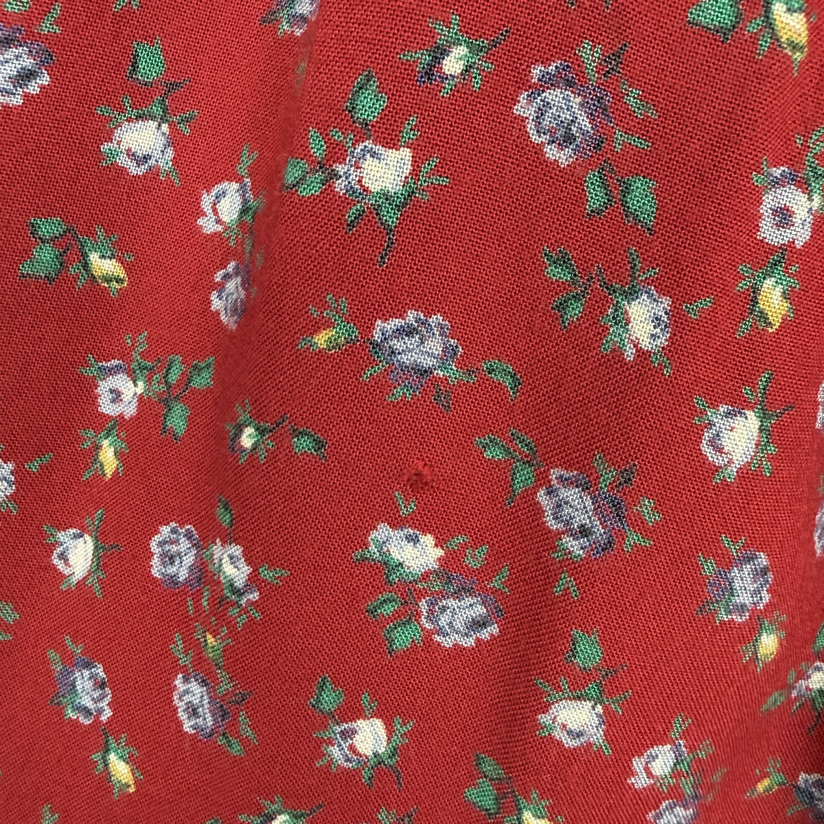 L.L.Bean Maxi Skirt Floral Cotton Red Button Front USA Made Vintage 90s Grunge