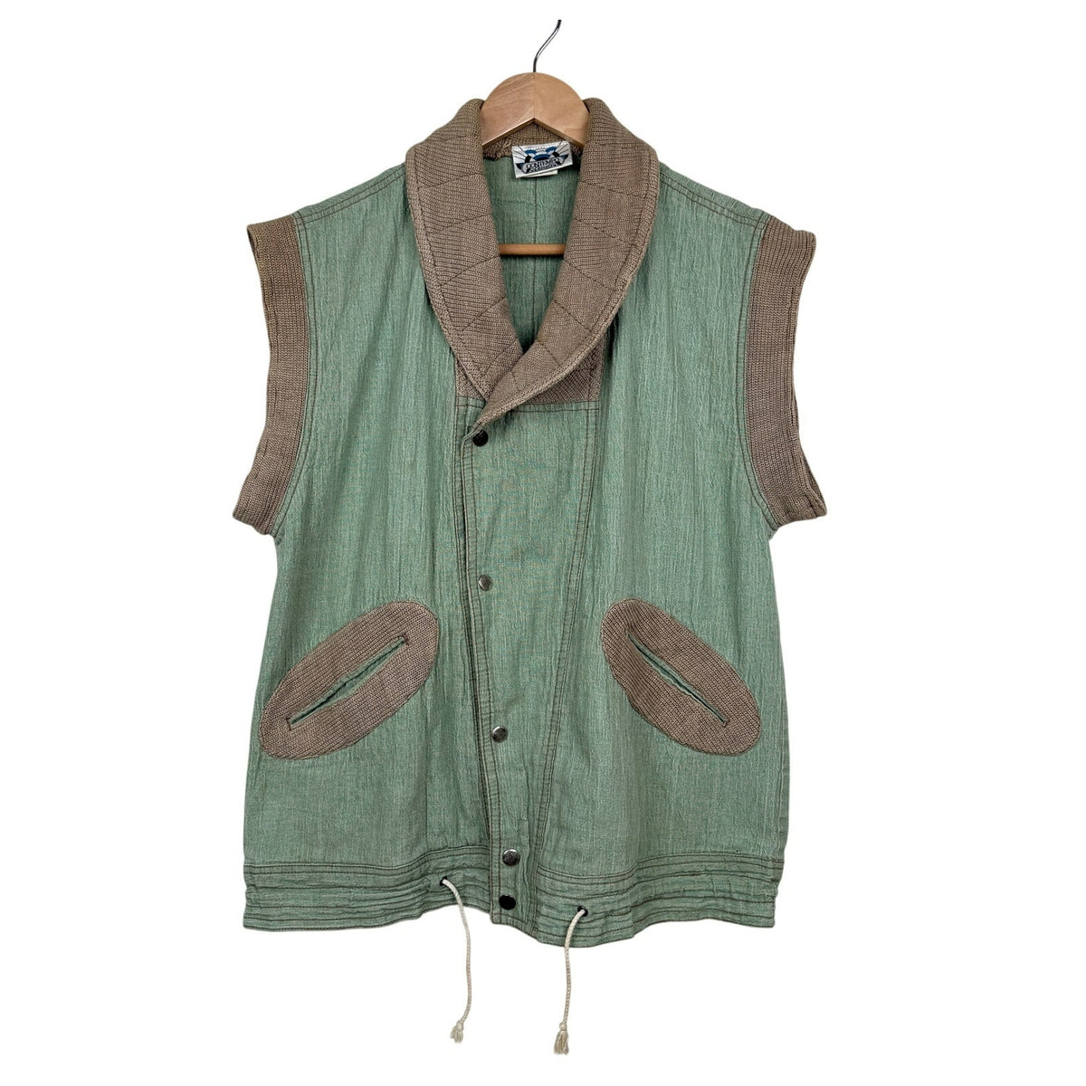 Vintage 80s Contempo Casuals Cotton Utility Vest Green Avant Garde Utility S