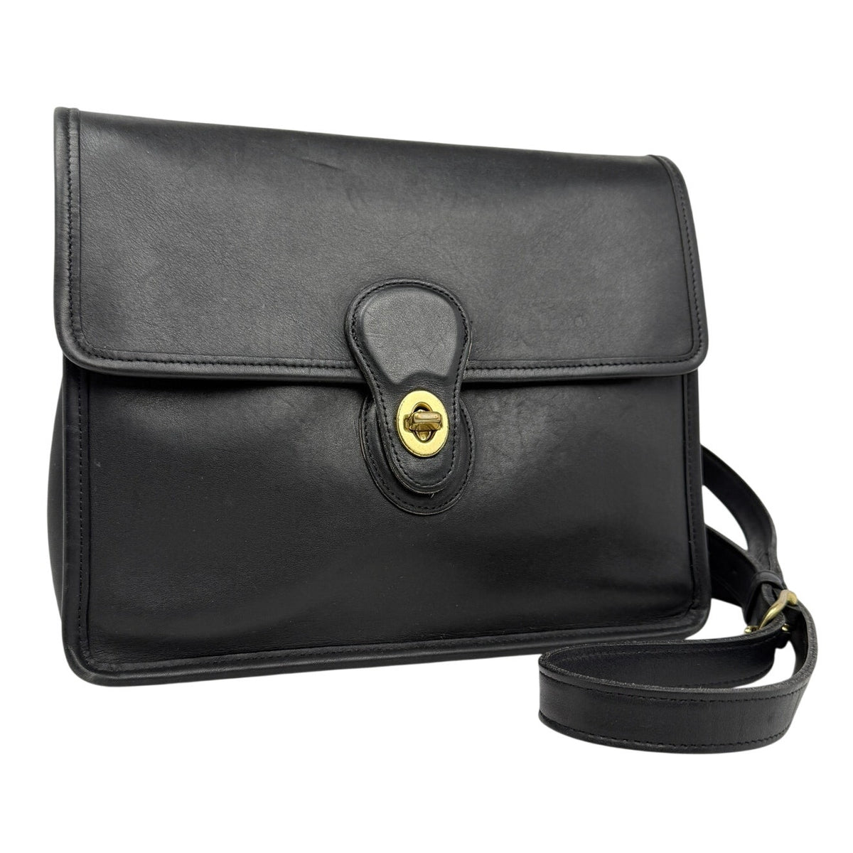 Vtg Coach Willis Satchel  Bag 9927 Black Leather Crossbody 90s Preppy Minimal