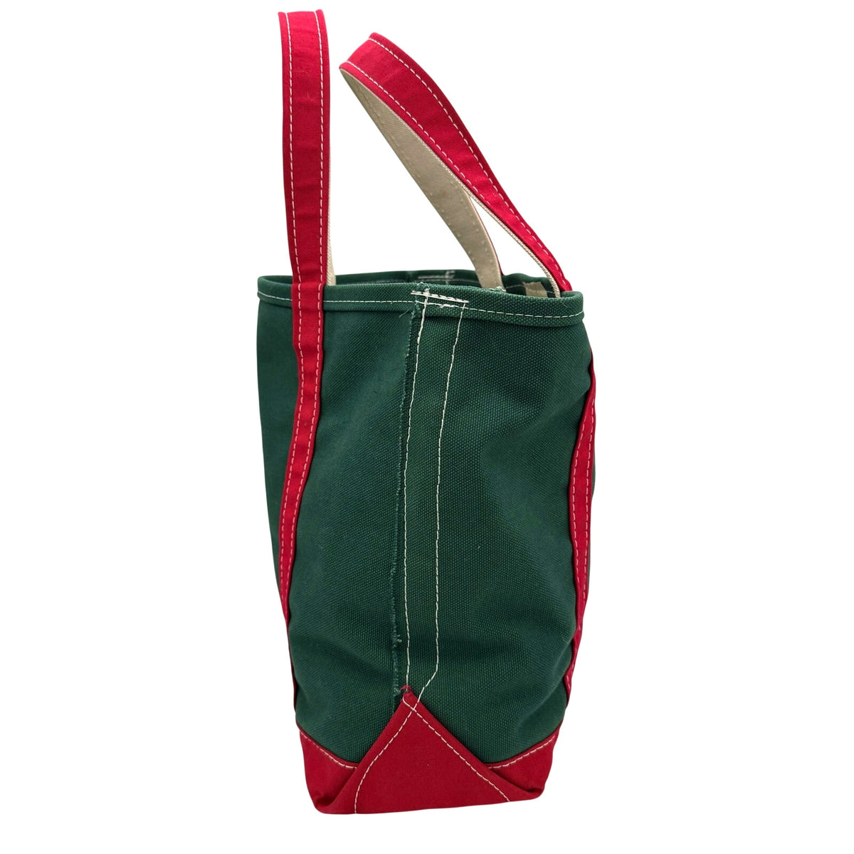 Vintage L.L.Bean Boat and Tote Cotton Canvas Green Red Festive Preppy USA Made