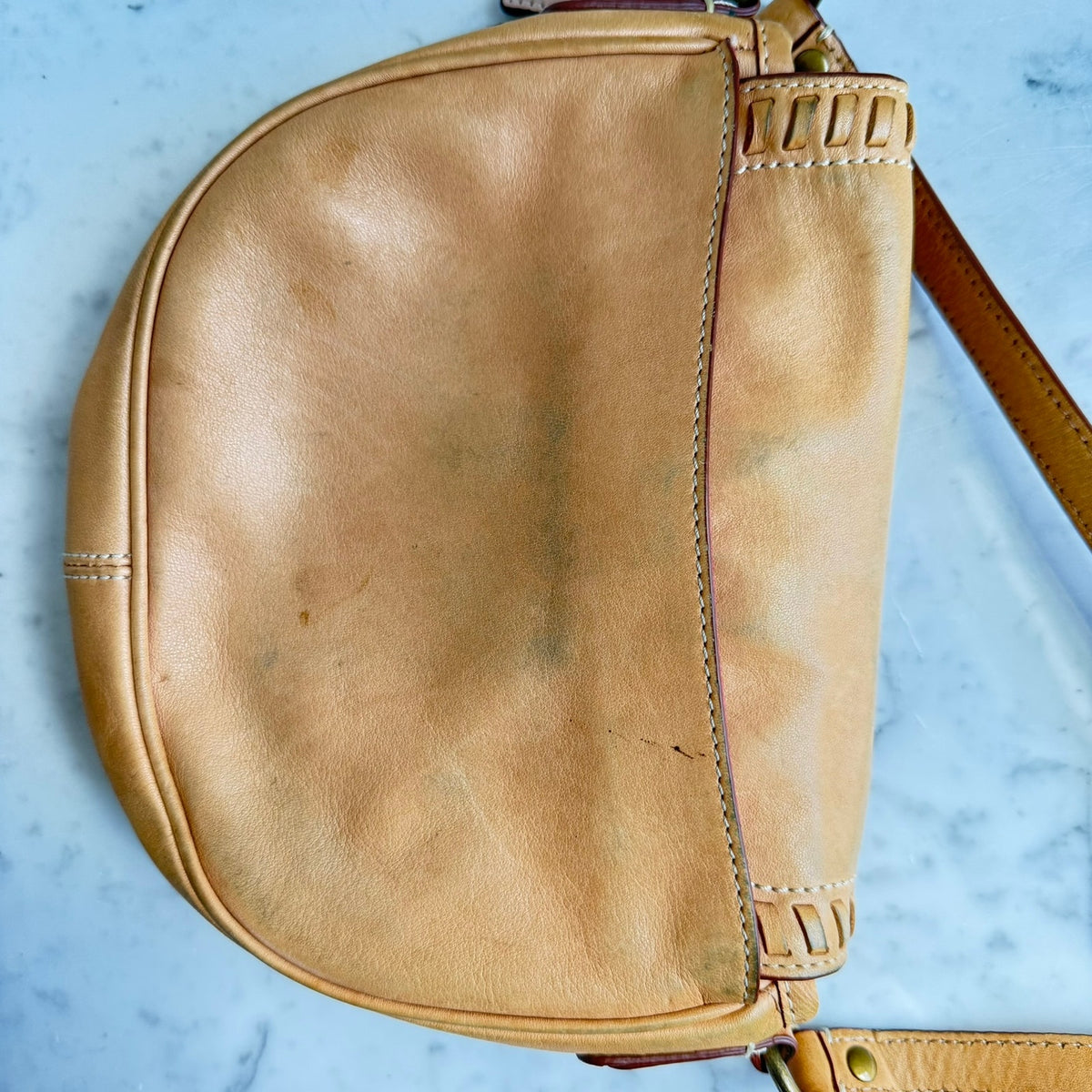 Coach Shoulder Bag Leather Saddle Tan Buckle Western Boho Crossbody